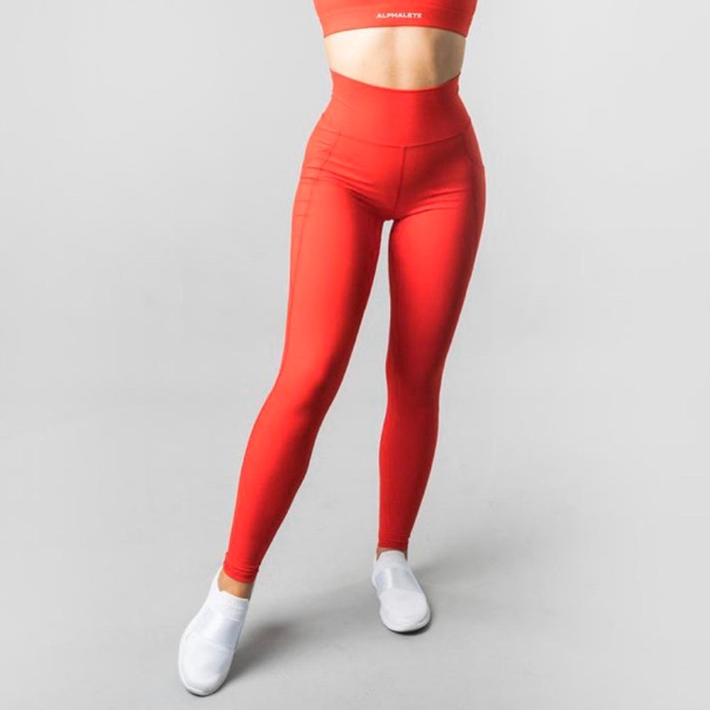 Alphalete red surface pocket leggings